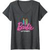 imageWomens Barbie  Birthday Lets Party Candles VNeck TShirtDark Heather Grey