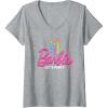 imageWomens Barbie  Birthday Lets Party Candles VNeck TShirtHeather Grey