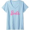imageWomens Barbie  Classic Barbie Logo VNeck TShirtBaby Blue