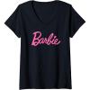 imageWomens Barbie  Classic Barbie Logo VNeck TShirtBlack