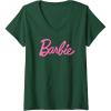 imageWomens Barbie  Classic Barbie Logo VNeck TShirtDark Green