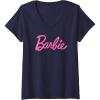 imageWomens Barbie  Classic Barbie Logo VNeck TShirtNavy Blue