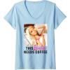 imageWomens Barbie  This Barbie Needs Coffee VNeck TShirtBaby Blue