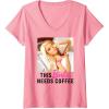 imageWomens Barbie  This Barbie Needs Coffee VNeck TShirtPink