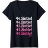 imageWomens Barbie The Movie  Hi Barbie Stacked VNeck TShirtBlack