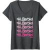 imageWomens Barbie The Movie  Hi Barbie Stacked VNeck TShirtDark Heather Grey