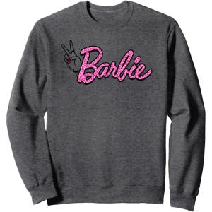 imageBarbie  Pink Leopard Print Logo SweatshirtDark Heather Grey