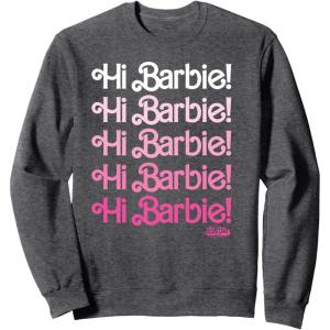 imageBarbie The Movie  Hi Barbie Stacked SweatshirtDark Heather Grey