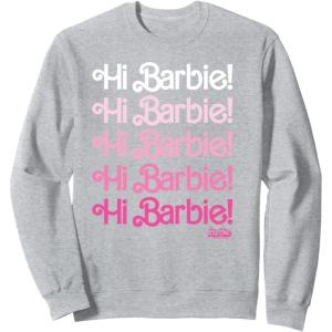imageBarbie The Movie  Hi Barbie Stacked SweatshirtHeather Grey