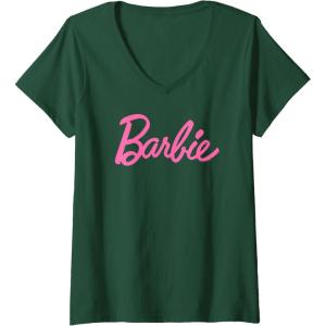 imageWomens Barbie  Classic Barbie Logo VNeck TShirtDark Green
