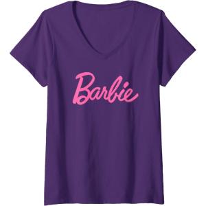 imageWomens Barbie  Classic Barbie Logo VNeck TShirtPurple