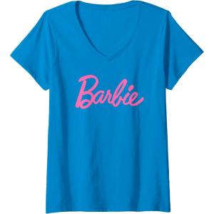 imageWomens Barbie  Classic Barbie Logo VNeck TShirtSapphire Blue
