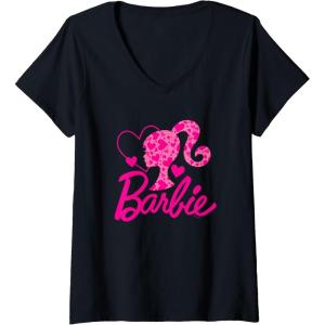 imageWomens Barbie  Heart Logo VNeck TShirtBlack