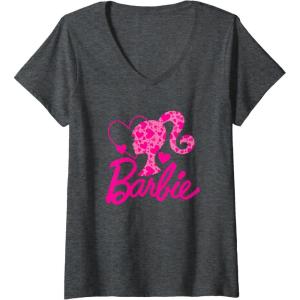 imageWomens Barbie  Heart Logo VNeck TShirtDark Heather Grey
