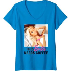 imageWomens Barbie  This Barbie Needs Coffee VNeck TShirtSapphire Blue