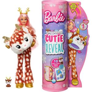 imageBarbie Cutie Reveal Doll Snowflake Sparkle Series Owl Plush Costume 10 Surprises Including Mini Pet ampamp Color ChangeDeer