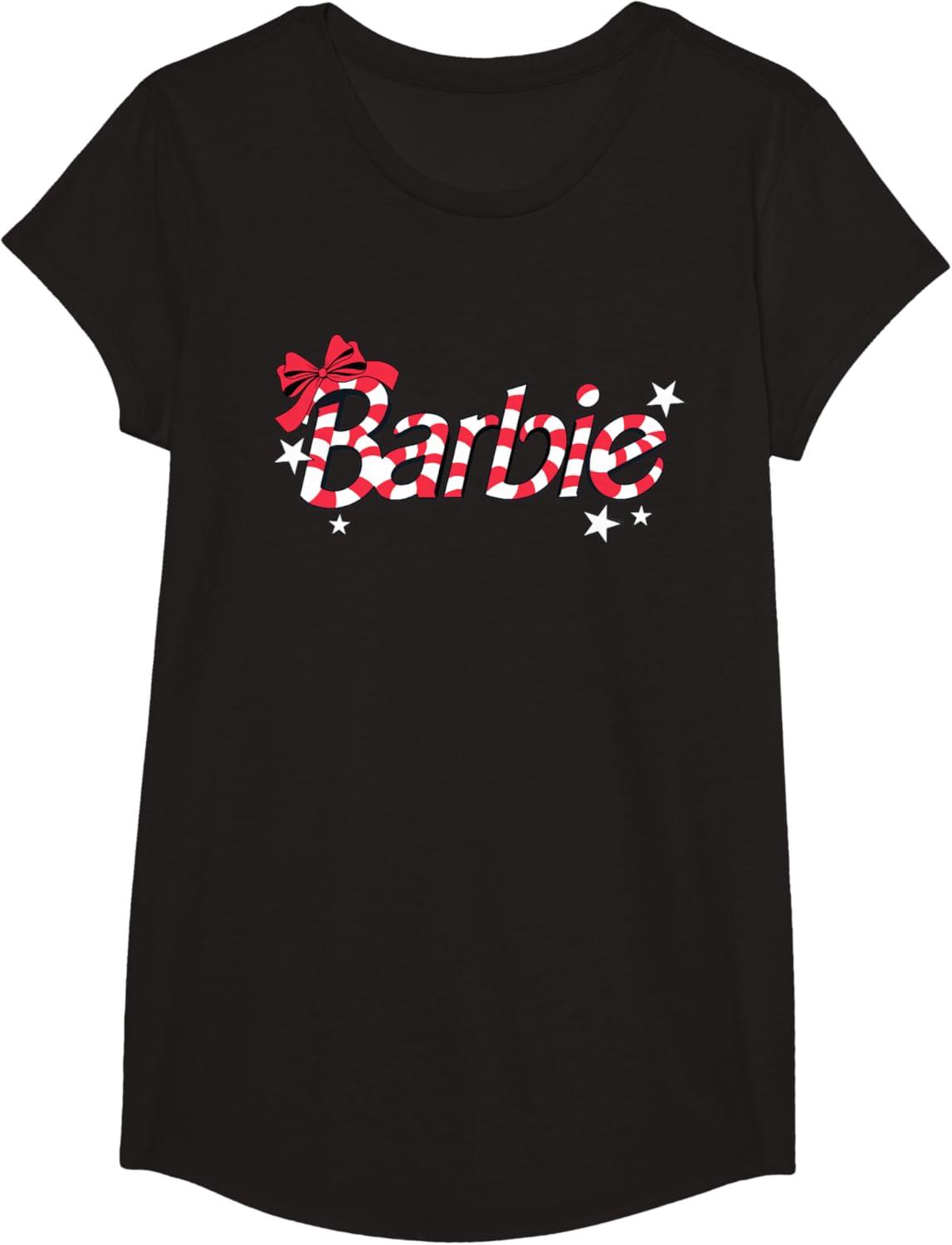 imageBarbie  Holiday Candy Cane Logo TShirtBlack