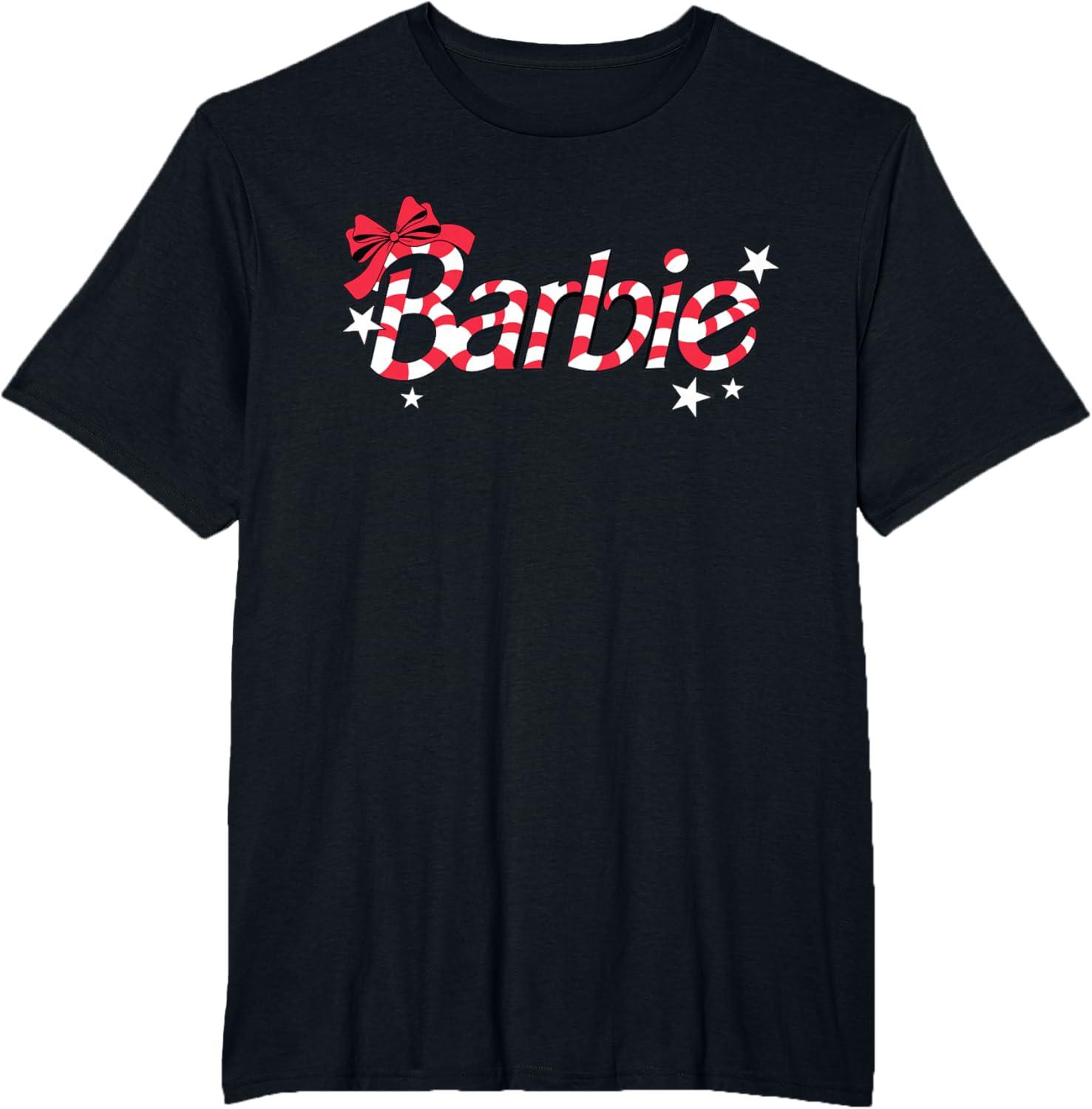 imageBarbie  Holiday Candy Cane Logo TShirtBlack