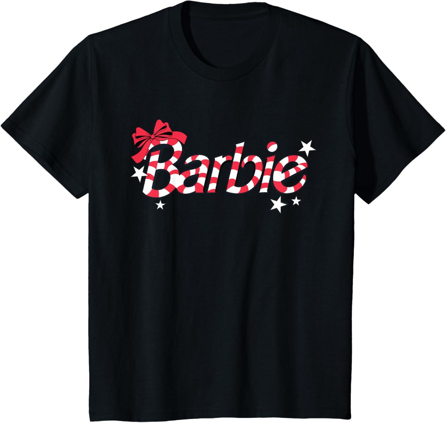 imageBarbie  Holiday Candy Cane Logo TShirtBlack