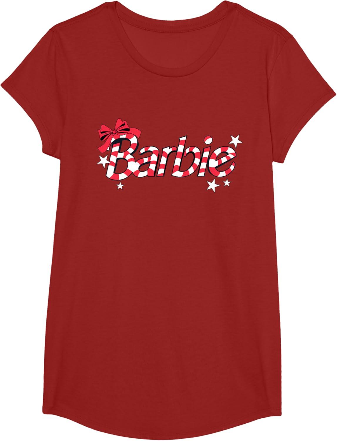 imageBarbie  Holiday Candy Cane Logo TShirtCranberry Red