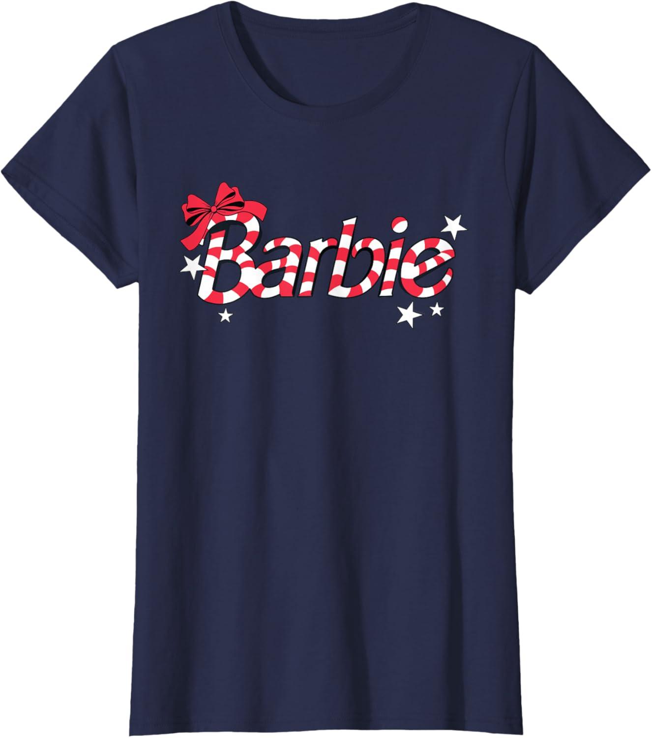 imageBarbie  Holiday Candy Cane Logo TShirtNavy Blue