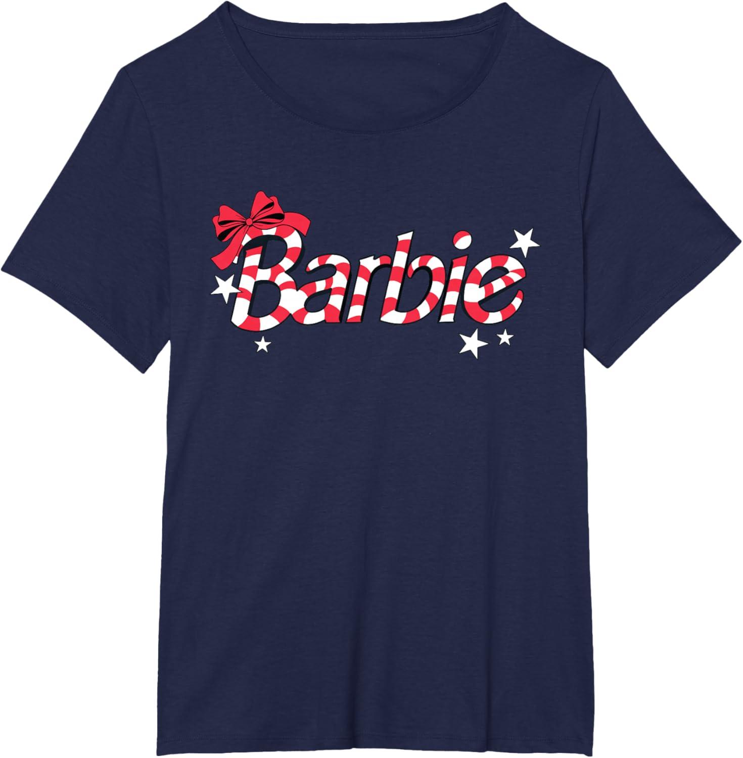 imageBarbie  Holiday Candy Cane Logo TShirtNavy Blue