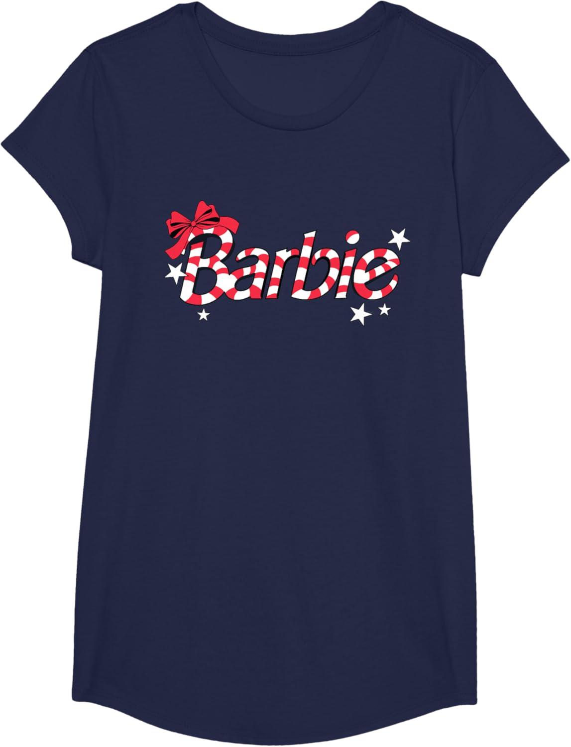 imageBarbie  Holiday Candy Cane Logo TShirtNavy Blue