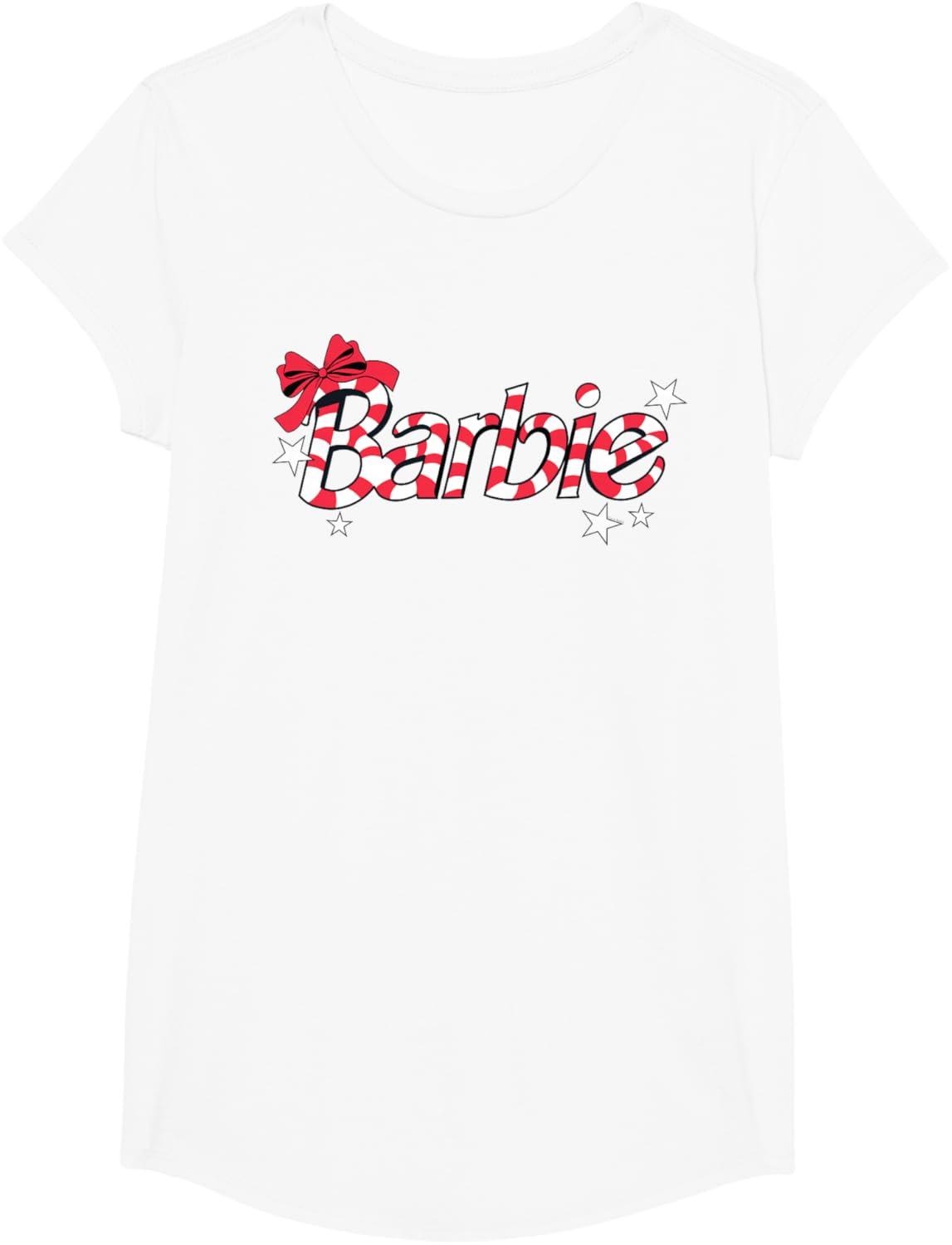 imageBarbie  Holiday Candy Cane Logo TShirtWhite