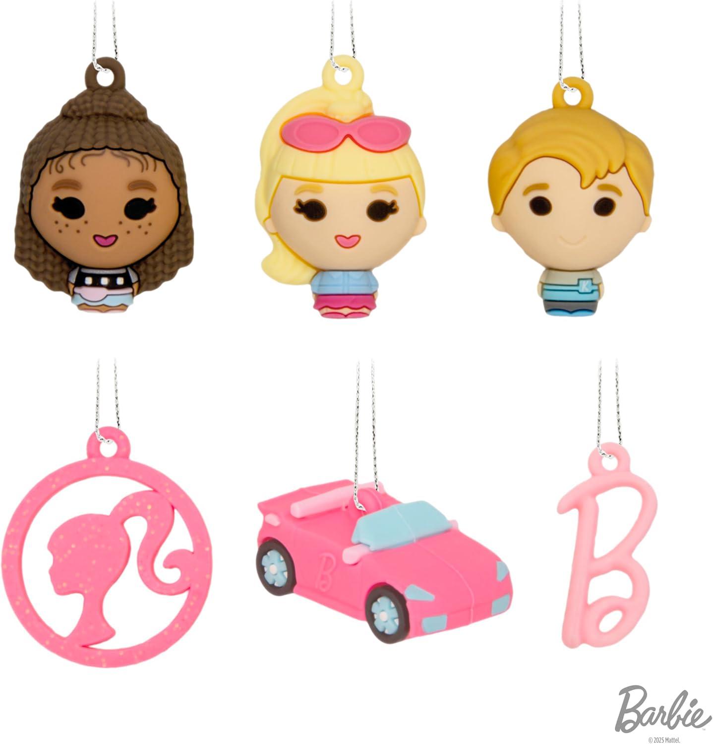 imageHallmark Barbie Mini Christmas Ornaments Shatterproof Set of 6 Gifts for Barbie Fans