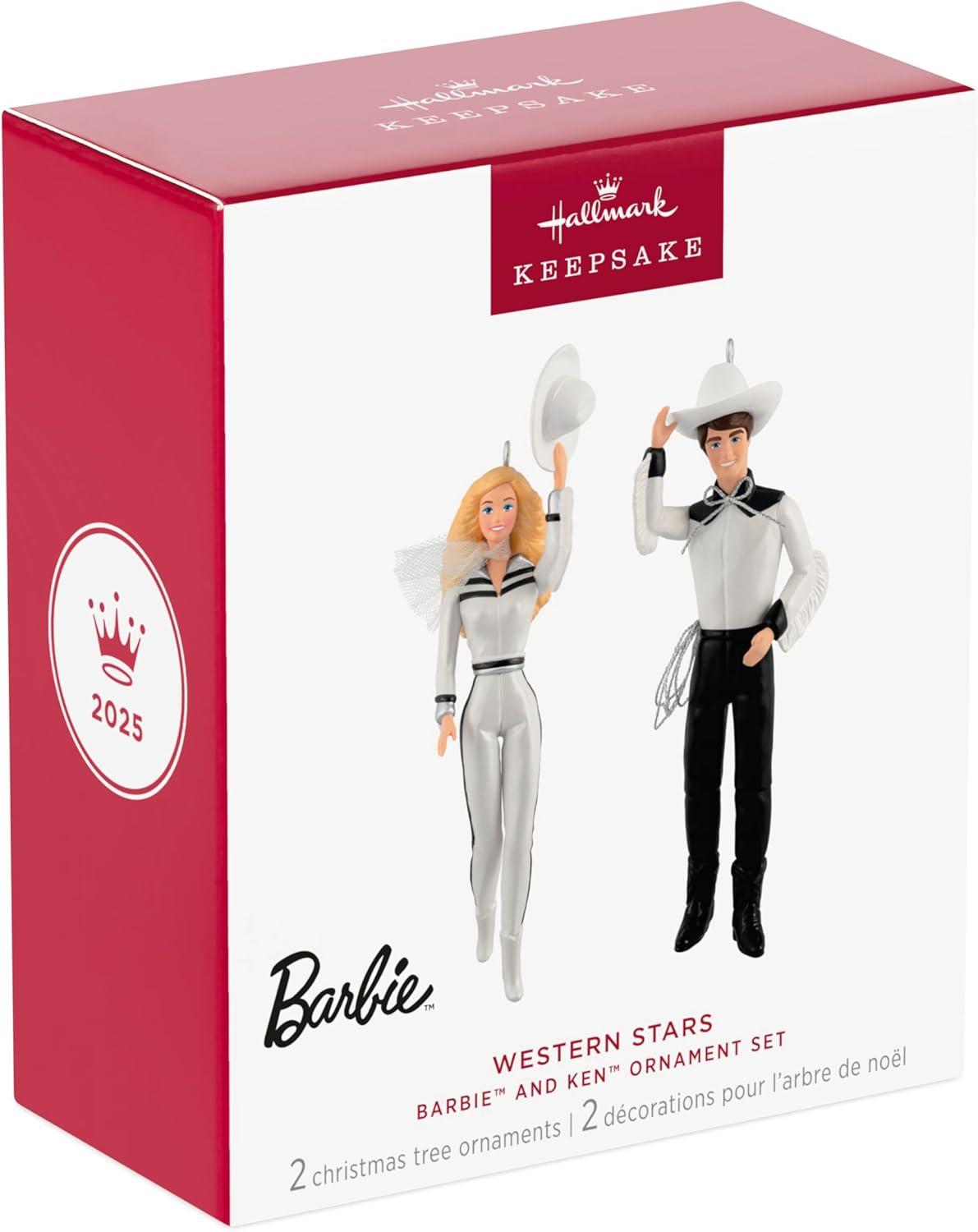 imageHallmark Keepsake Christmas Ornaments 2025 Barbie and Ken Western Stars Set of 2 Gifts for Barbie FansBarbie and Ken Western Stars