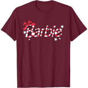 imageBarbie  Holiday Candy Cane Logo TShirtBurgundy
