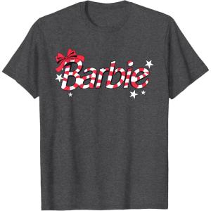 imageBarbie  Holiday Candy Cane Logo TShirtDark Heather Grey