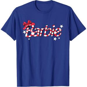 imageBarbie  Holiday Candy Cane Logo TShirtRoyal Blue