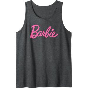 imageBarbie  Classic Barbie Logo Tank TopDark Heather Grey
