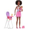 imageBarbie Skipper Babysitters Inc Playset with Brunette Doll Brunette Toddler Doll High Chair ampamp 8 Accessories Including Food 2
