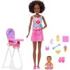 imageBarbie Skipper Babysitters Inc Playset with Brunette Doll Brunette Toddler Doll High Chair ampamp 8 Accessories Including Food 2