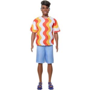 imageBarbie Fashionistas Ken Doll 220 with BehindTheEar Hearing Aids ampamp Broad Body Wearing a Removable Orange Patterned Shirt Shorts ampamp Jelly Sandals
