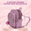 imageAI ACCESSORY INNOVATIONS Barbie 9 Micro Mini Backpack Purse Featuring a 3D Heat Logo Patch Sequins ampamp Glitter PU ampamp Pompom Dangle PinkBarbie