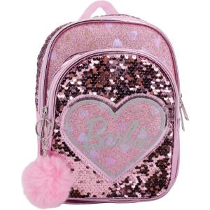 imageAI ACCESSORY INNOVATIONS Barbie 9 Micro Mini Backpack Purse Featuring a 3D Heat Logo Patch Sequins ampamp Glitter PU ampamp Pompom Dangle PinkBarbie