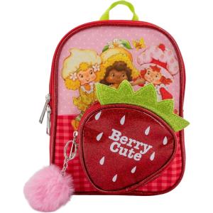 imageAI ACCESSORY INNOVATIONS Barbie 9 Micro Mini Backpack Purse Featuring a 3D Heat Logo Patch Sequins ampamp Glitter PU ampamp Pompom Dangle PinkStrawberry Shortcake