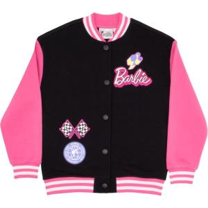 imageBarbie Girls Varsity ButtonUp Bomber Jacket  Fashion Fleece Jacket with Convertible Car Design for Kids