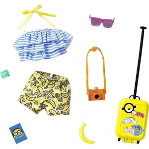 imageBarbie Storytelling Fashion Pack of Doll Clothes Inspired by Minions Halter Top Banana Shorts and 6 Accessories Dolls Gift for 3 to 8 Year Olds