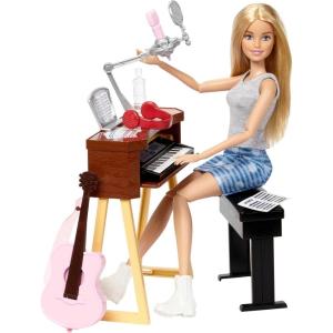 imageBarbie Careers Playset Blonde Musician Doll with Removable Outfit ampamp Accessories Including Guitar Keyboard Mics ampamp More