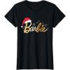 imageBarbie  Holiday Santa Hat Logo TShirtBlack