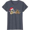 imageBarbie  Holiday Santa Hat Logo TShirtHeather Blue