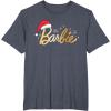 imageBarbie  Holiday Santa Hat Logo TShirtHeather Blue