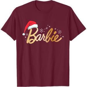 imageBarbie  Holiday Santa Hat Logo TShirtBurgundy
