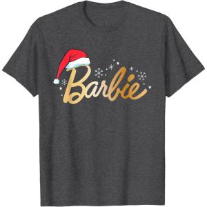 imageBarbie  Holiday Santa Hat Logo TShirtDark Heather Grey