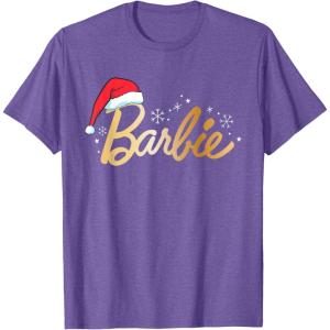 imageBarbie  Holiday Santa Hat Logo TShirtPurple Heather