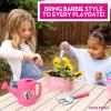 imageBarbie Garden Set  Real Gardening Tools for Kids with Watering Can Metal Tools Flower Pot and Storage Bag  Pink Tool Playset for Outdoors 6 Pieces